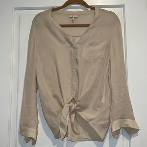 Joie Beige Silk Blouse w. Ties Size Small
